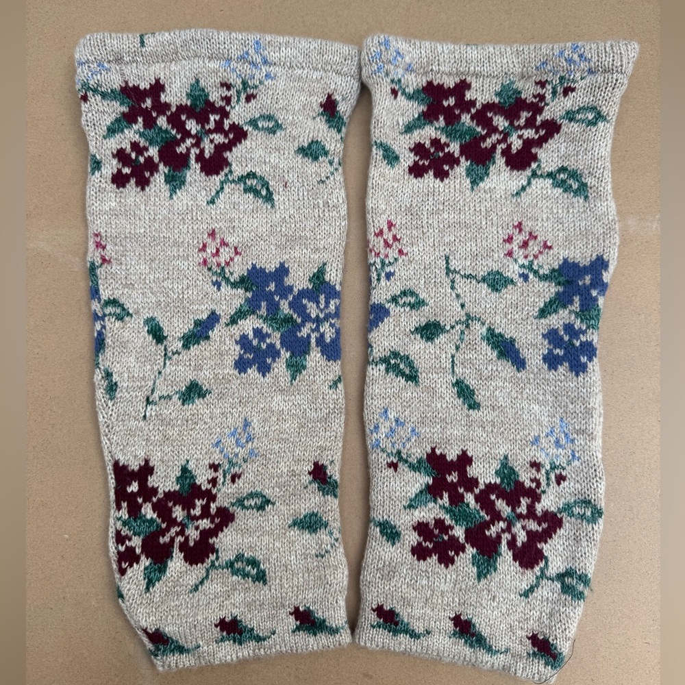 Floral Cottagecore Knit Legwarmers OS floral winter fall cozy recycled sweater